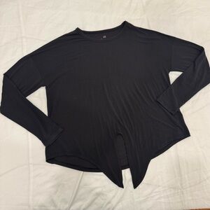 GapFit Breathe Tie-Front Long Sleeve Soft Active Top Black Size Small